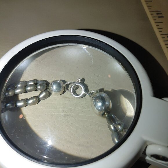 Cultured Pearl Necklace Baroque Sterling Stone Beige Cream Rock Statement Earth - Picture 2 of 16